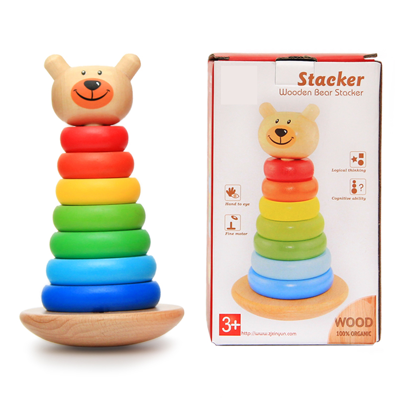 Rocking Tower Baby Toy 0-1 Year Old Cognitive Color Early Education Puzzle Male Baby Rainbow Talap Lap for 6-12 months