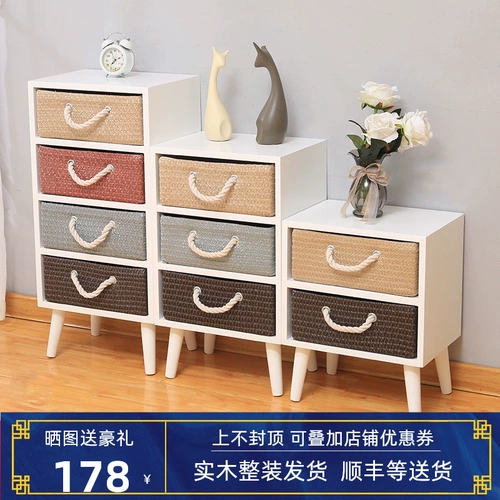 Северная и американская спальня с четырьмя шкафами шкафа шкафа для хранения сплошной древесины Простой современный комбинированный шкаф