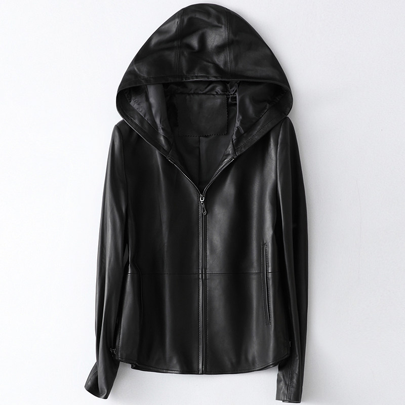 Papostiti Haining even hat sheep leather outer cover lady leather jacket 2022 Spring short leather leather clothing W
