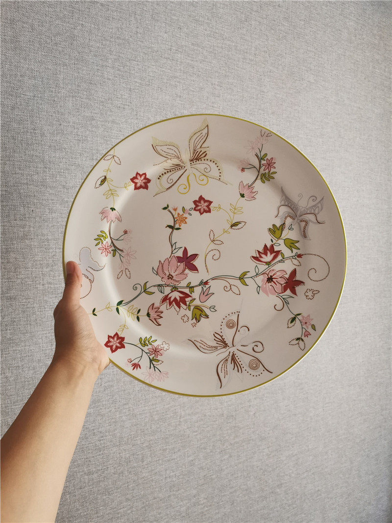 Irish International Trade 12 Inch Cake Pan Meal Dinner Plate Large Size Disc Flat Bottom Pan Baked Egg Dining Hall Wall