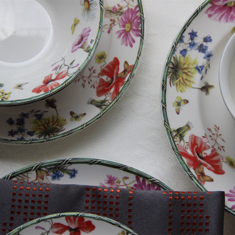 Export to Europe and America New Butterfly Berry Fruit Flower Dish Bowl Breakfast Cup Creative Ceramic Tableware