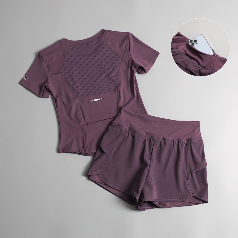 Sports Suit for Women 2026 New Style Fitness Clothing Summer Thin Breathable Quick-Dry Running Suit Top with Zipper Pocket Sports Suit for Women 2026 New Style Fitness Clothing Summer Thin Breathable Quick-Dry Running Suit Top with Zipper Pocket