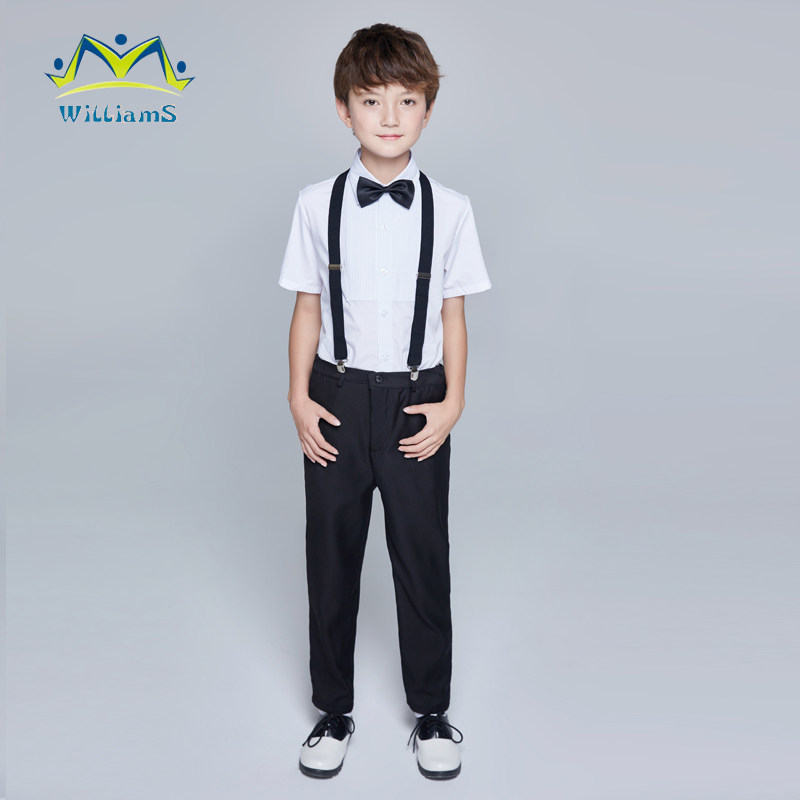 Boy Gown Child Long Pants Braces Suit Spring Summer Student Piano Chorus Out of Korean version Playboy gown male-Taobao