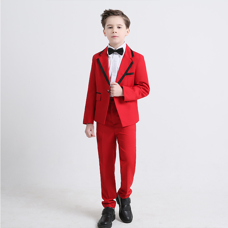 Children's suit suit small flower girl dress boy red piano costume Korean version of the big children's suit costume