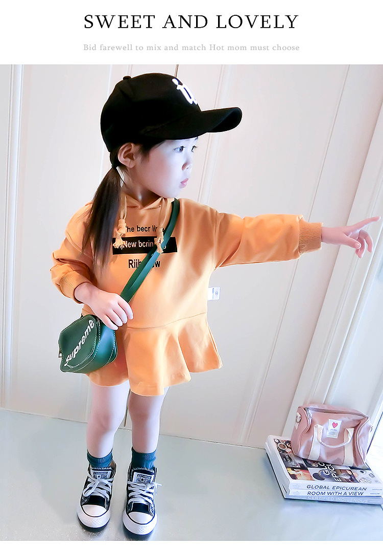 Váy bé gái dài tay xuân mới trẻ em phiên bản Hàn Quốc của áo len trùm đầu Váy bé gái 1-2-3 tuổi 4 thủy triều váy công chúa cho bé gái