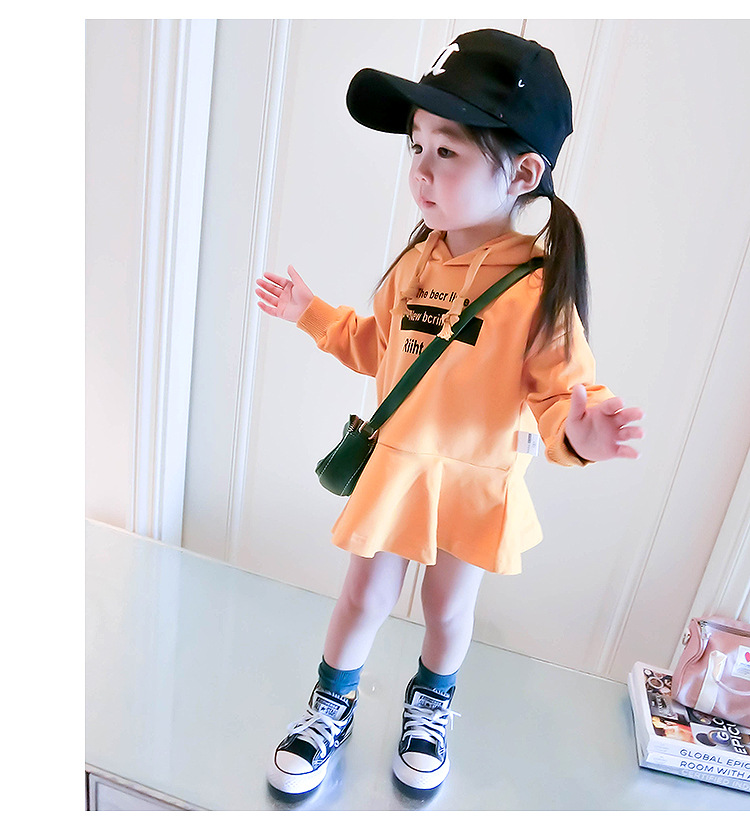 Váy bé gái dài tay xuân mới trẻ em phiên bản Hàn Quốc của áo len trùm đầu Váy bé gái 1-2-3 tuổi 4 thủy triều váy công chúa cho bé gái