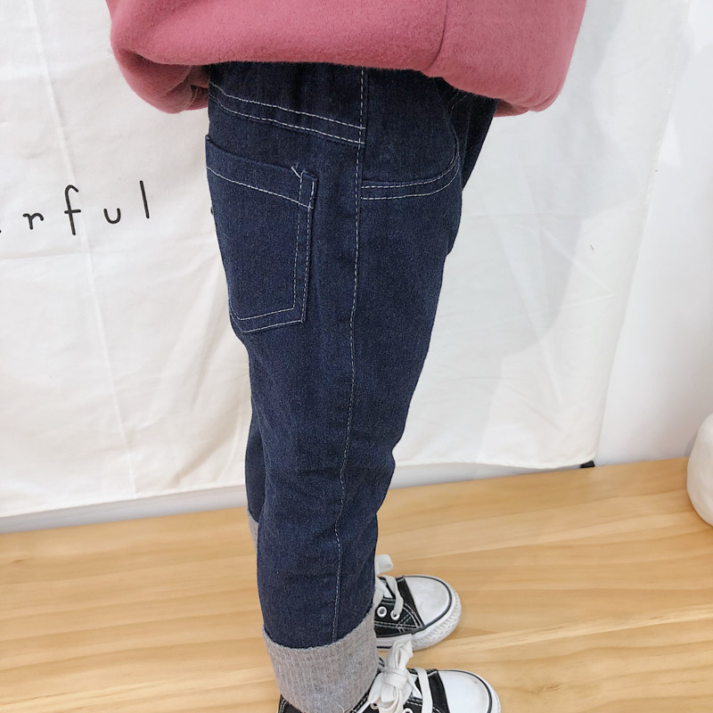 Quần jeans bé gái mùa đông 2018 mới ngoại bé gái cộng quần nhung dày Phiên bản Hàn Quốc 1-2-3 tuổi 4 quần áo trẻ em hàn quốc