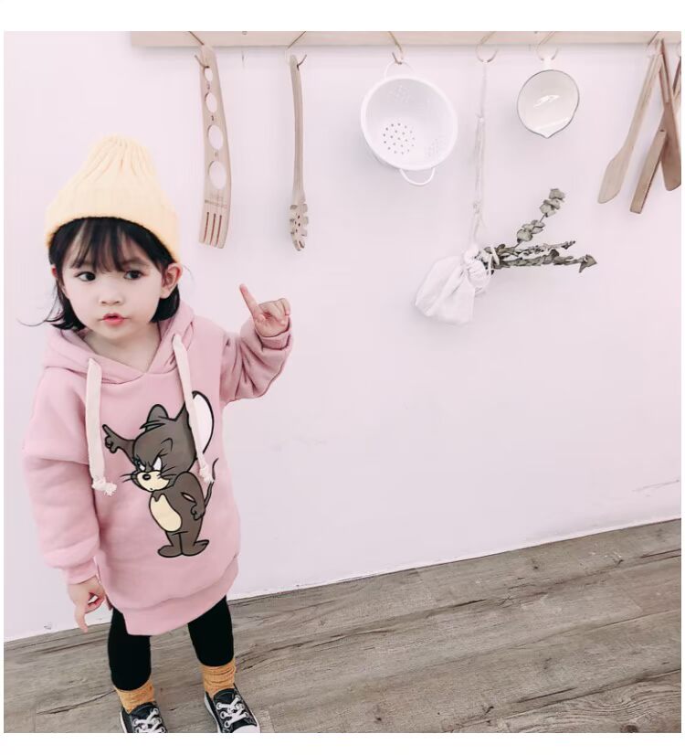 Quần bé gái cộng với váy nhung mùa thu đông quần áo bé mới dày áo len dài bé gái váy 1-3 tuổi 4 đồ len cho bé