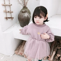 Váy bé gái cộng với váy nhung thu đông 2018 mới Hàn Quốc phiên bản 1-3 tuổi 4 váy bé gái sợi bé váy công chúa nhí thời trang trẻ em