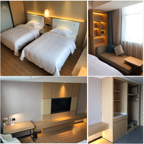 Business room hotel furniture complete bed Custom Hotel Inn rental house standard room double bed soft backrest