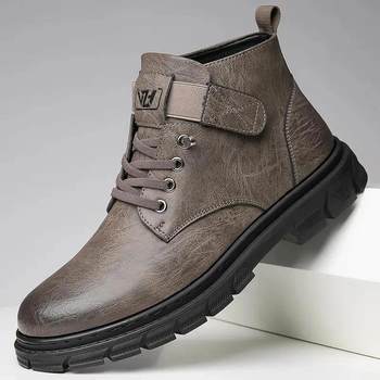 Jake cavo fujin a east shoes autumn and winter men's martin boots plus velvet cotton shoes outdoor non-slip work shoes mid-high top
