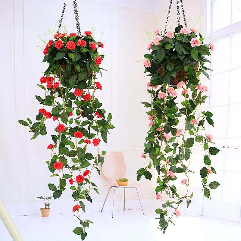 Wall vine wall hanging flower basket Wall hanging Green plants anti-real flowers Living room decoration flowers hanging wall hanging chlorophyll