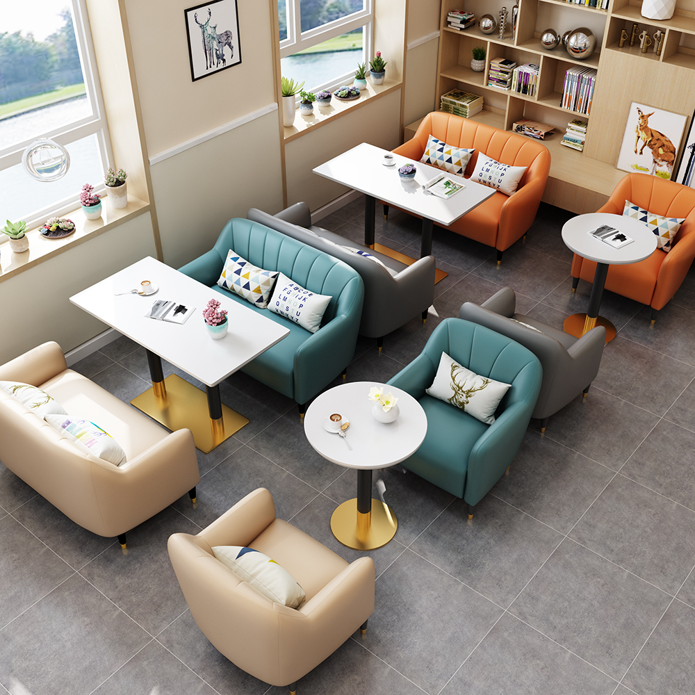 2022 new light lavish café sweet milk tea shop Rest area Business talks to receive casual pair of sitting leather sofas