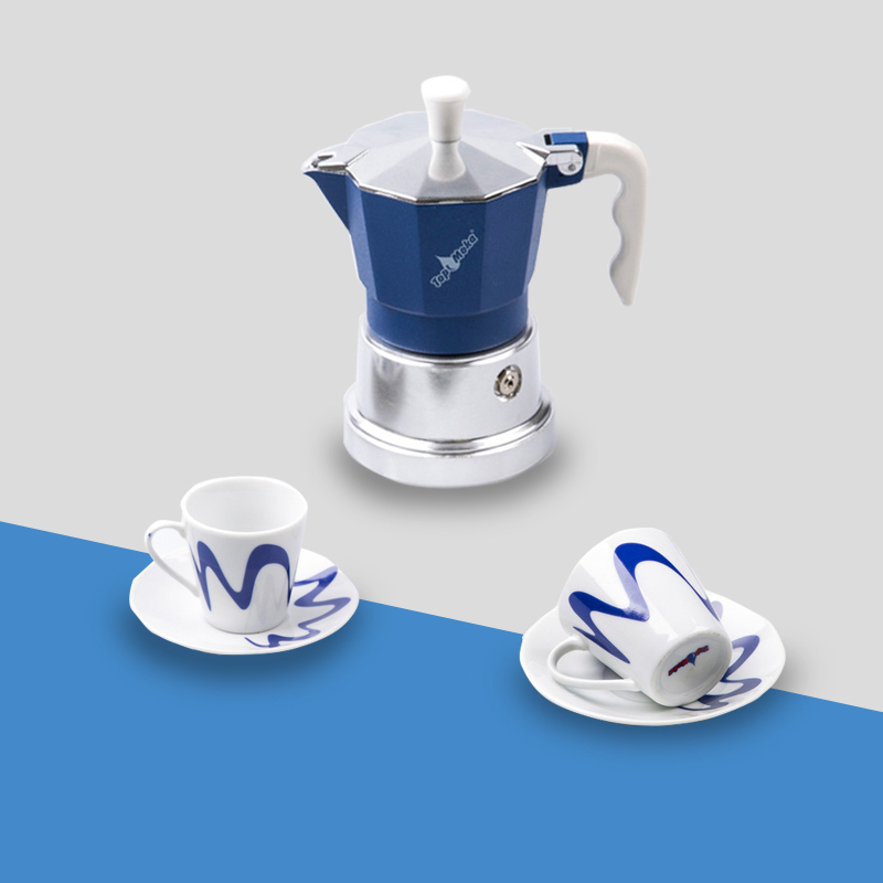 Italian Top Moka Coffee Pot Red Heart Queen Gift Box Moka Pot Water Cup Coffee Cup and Saucer 2-Cup Version Gift Set