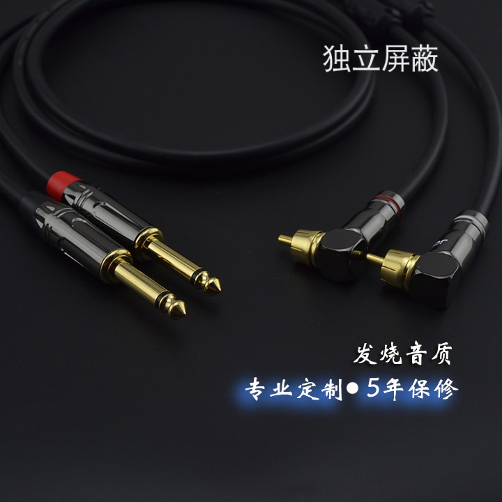 Anti-jamming double RCA double lotus transfer 6 5 large two-core 6 35mm points song machine Mixer Disc Tone audio line