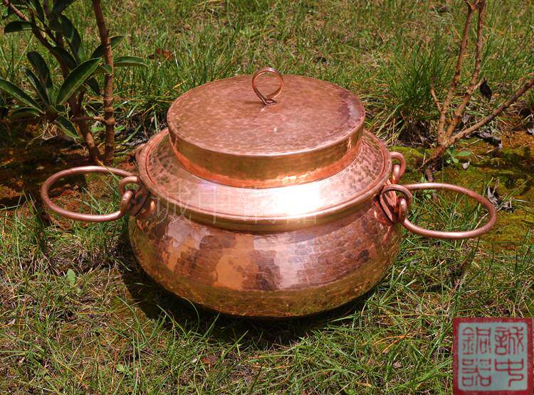 Pure copper handmade thickened Luo pot Copper soup pot Copper hot pot Copper cooking pot soup pot Copper fish pot Potato stewed rice copper pot
