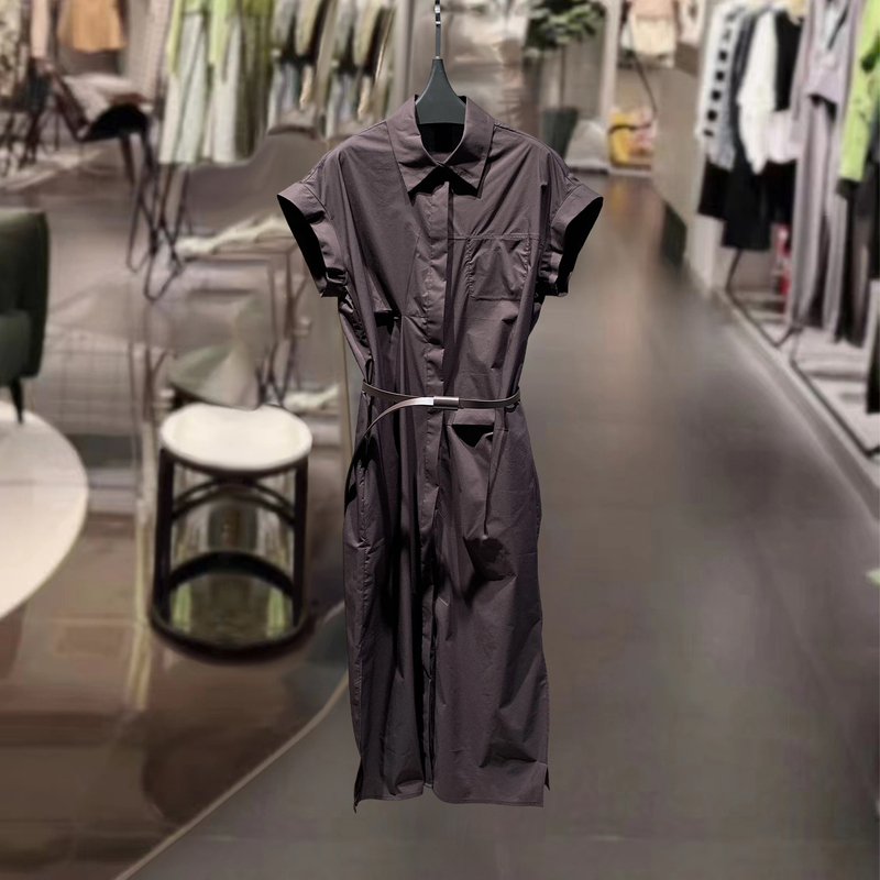 Designed in a Coffee Color, Straight-Cut Belted Shirt Dress for Women, Summer 2026, Elegant and Slimming, Mid-Length Shirt Dress for Work Designed in a Coffee Color, Straight-Cut Belted Shirt Dress for Women, Summer 2026, Elegant and Slimming, Mid-Length Shirt Dress for Work