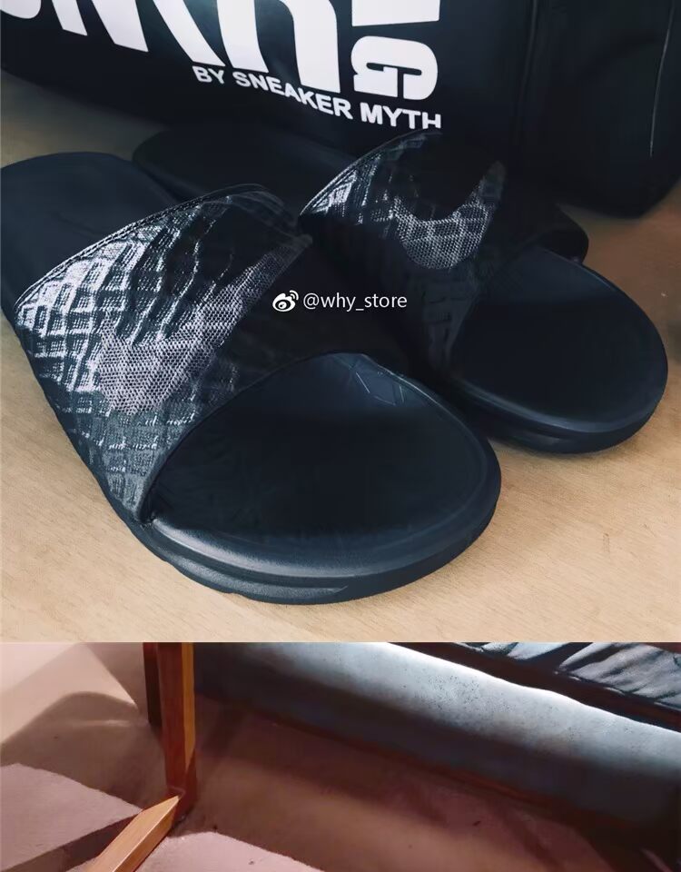 Nike Benassi Solarsoft logo lớn màu đen và trắng hồng đế mềm mùa hè 705485-601 - Dép thể thao dép cao gót