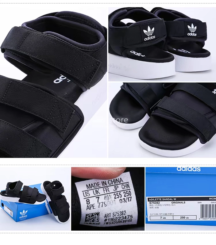 Adidas cỏ ba lá ADILETTE bãi biển Velcro dép thể thao BB5096 S75382