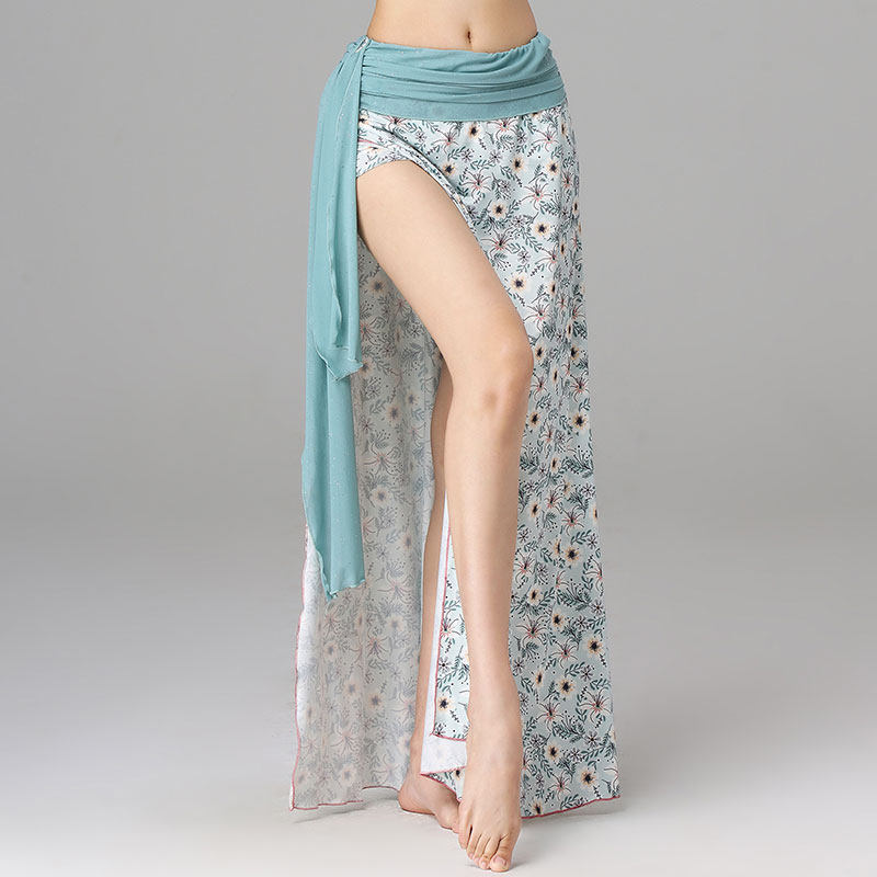 Belly dance skirt 2020 new sexy long skirt bag hip print side skirt beginner training suit girl