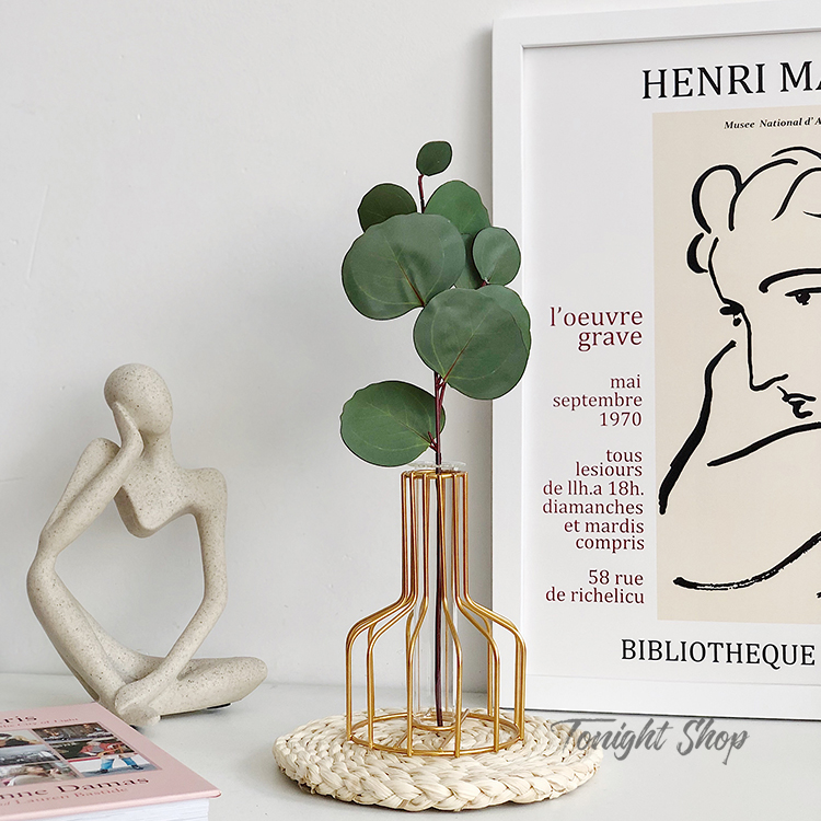 Nordic ins minimalist metal glass vases Dried Flowers Decoration Swing Accessories Tabletop Light Lavish Home Decoration Items 