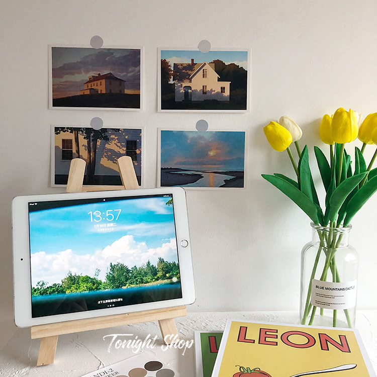 ins Korean wind woody mini desktop phone ipad wood stand tripod desk decoration can be folded 