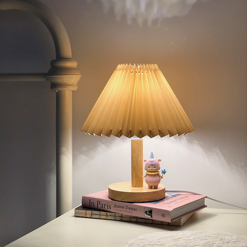 Han Style Ins Retro 100 Plexate Table Light Solid Wood Cafeterie Nordic Home Nordic Home Decorative Bedroom Bedside Lamp Swing