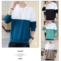 Autumn mens sweater round neck long sleeve T-shirt loose spring and autumn clothes trend ins teenagers mens base shirt