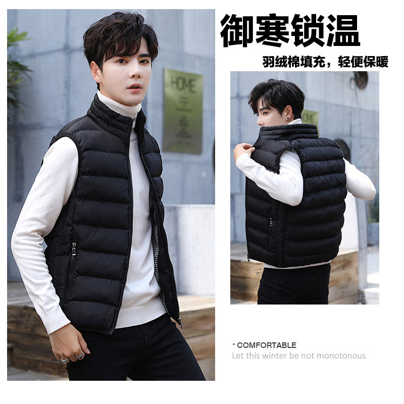 Down Cotton Waistcoat Chia Autumn Winter Men's Jacket Teenagers Sleeveless Tide Easy large size Warm Shoulder Vest Waistcoat