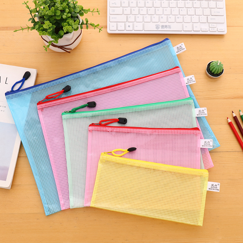A4 grid zipper bag bag bag information bag transparent student office file containing bag waterproof pull bag