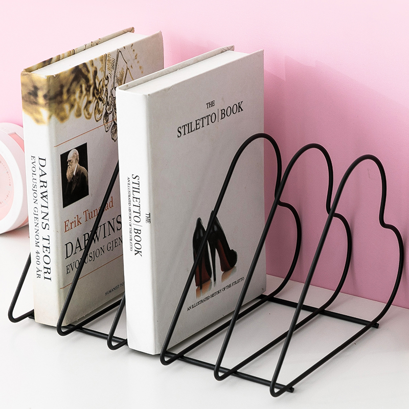 life wind Nordic book stand heart-shaped creative electroplating metal tabletop pendulum book shelves students rely on a stop book instrumental book