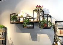 Industrial wind living room Wrought iron wall hanging creative bookshelf wall display rack Trophy display rack Bedroom plant partition rack