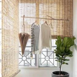 Reed curtain Zen retro rolling curtain shading curtain Grass curtain partition bamboo curtain reed curtain wall surface decorative curtain