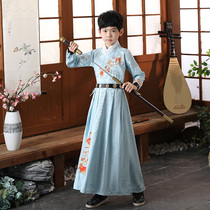 2021 new Hanfu boys autumn and winter flying fish clothes Jinyiwei childrens ancient costume childrens one-piece robe Tang costume performance