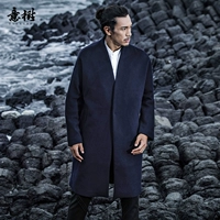 Шерстяное пальто, длинная ретро цветная трендовая зимняя куртка, китайский стиль