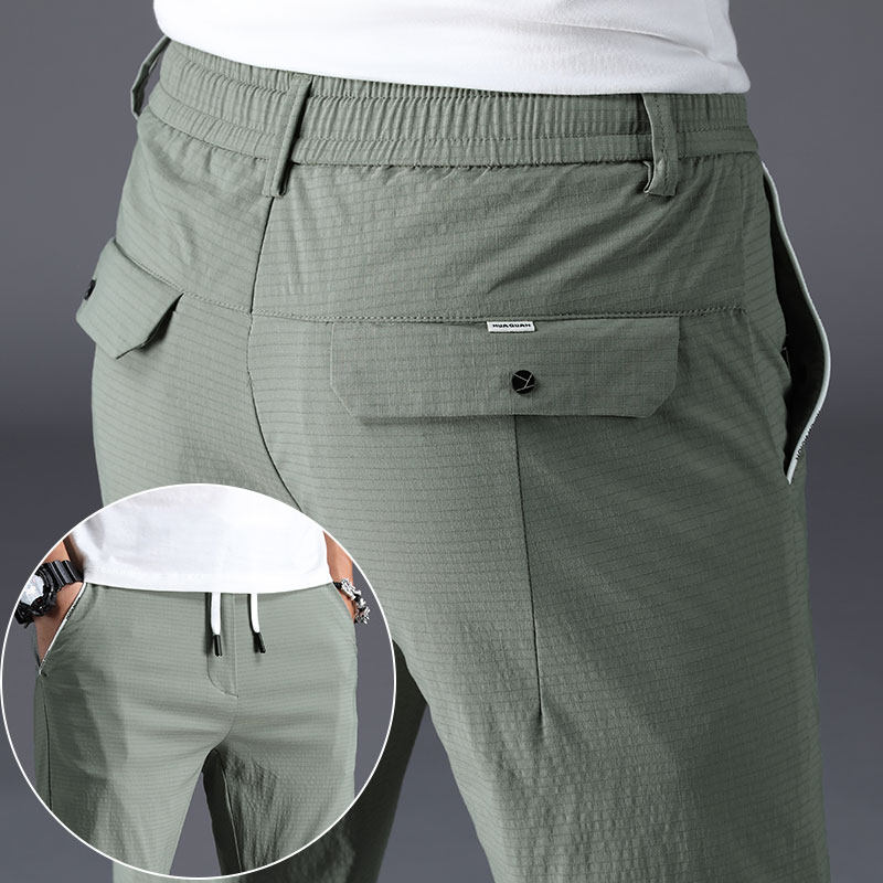 Summer suit pants summer men's spring pants work casual pants men's ultra-thin drawstring elastic men's pants