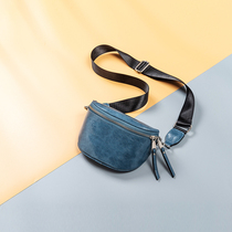 Crossbody small waist bag female 2021 new versatile chest bag small texture wide belt fold dumpling bag female