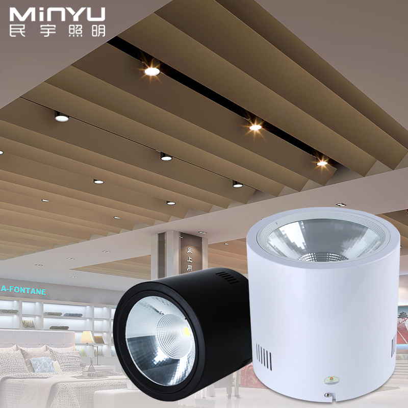 Surface mounted downlight cob round drill-free ceiling 30W40W50 watt high-power shopping mall lamp hall led surface mounted spotlight