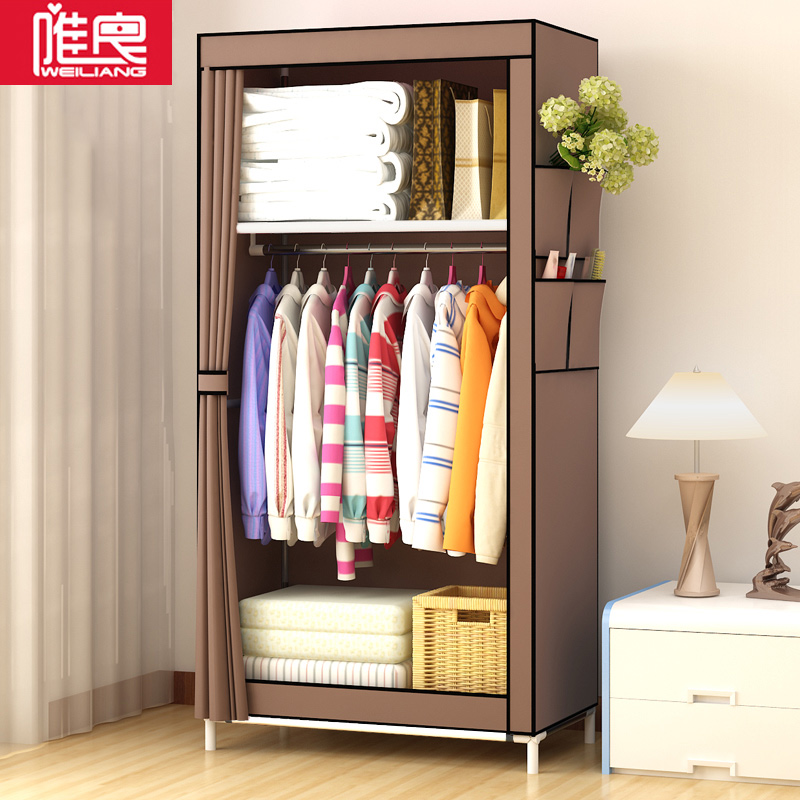 Single simple wardrobe rental room with dormitory small hanging wardrobe home bedroom cloth wardrobe simple modern economy