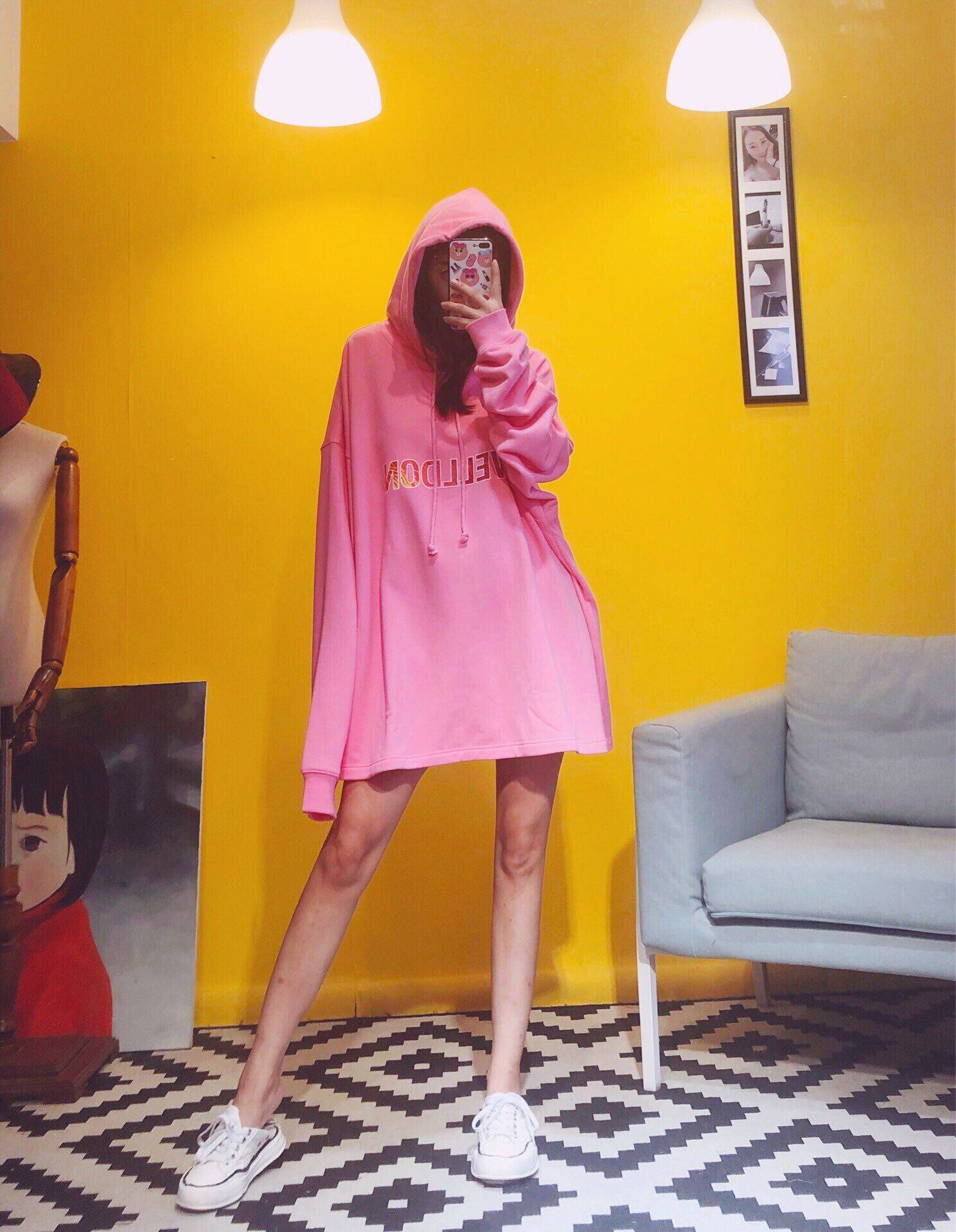 (Classic explosion)baby with the same we11 goods king done loose long-sleeved printed pullover hooded cherry pink sweater