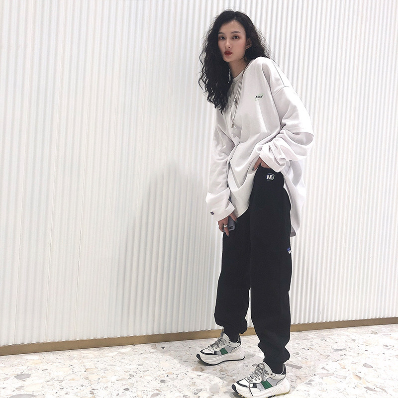 (H)Korean fashion brand ader cargo king error fashionable loose closure lace-up sports casual thick cotton pants