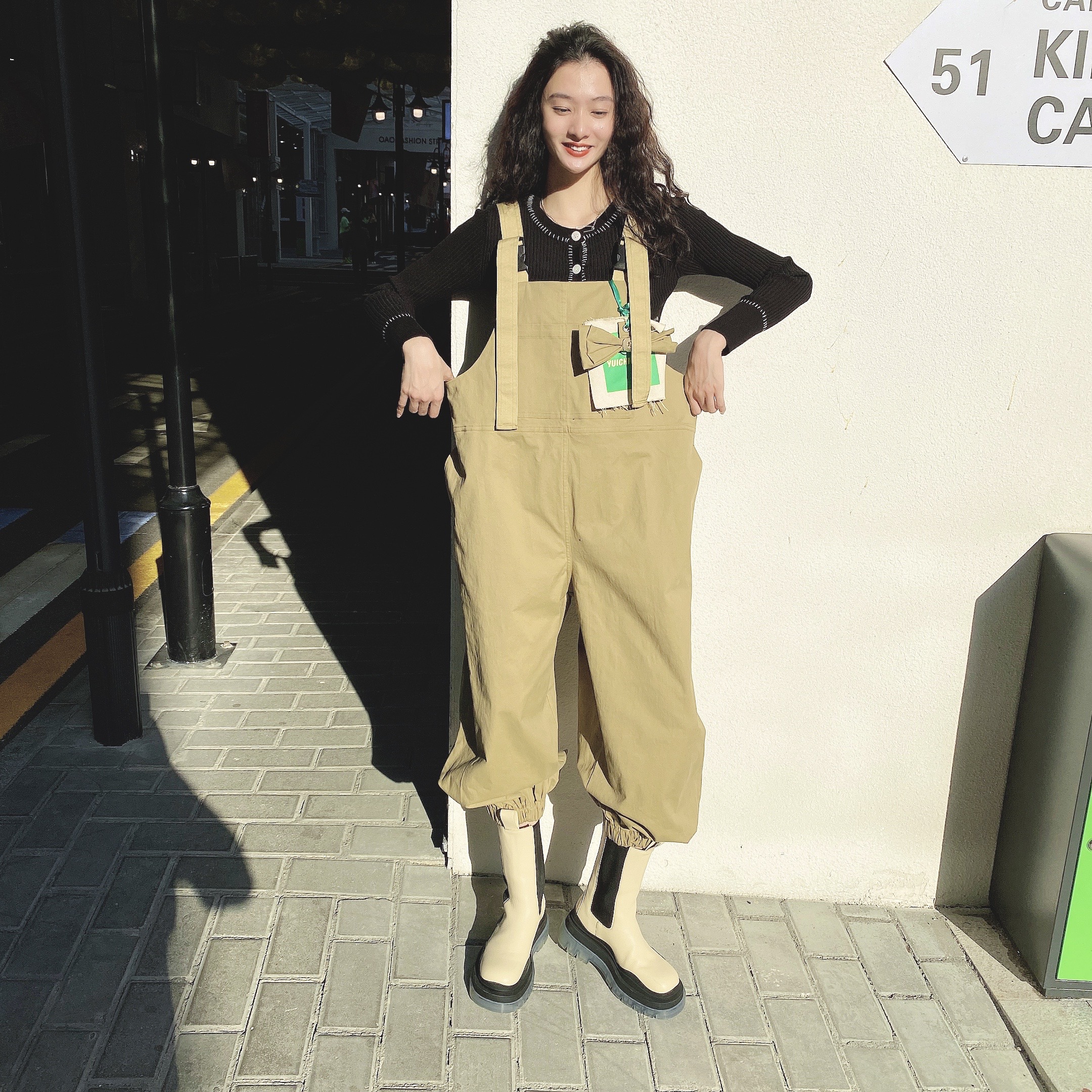 Goods King yuichiyang khaki loose denim tooling with pants women Summer thin Zhang Xin to the same model