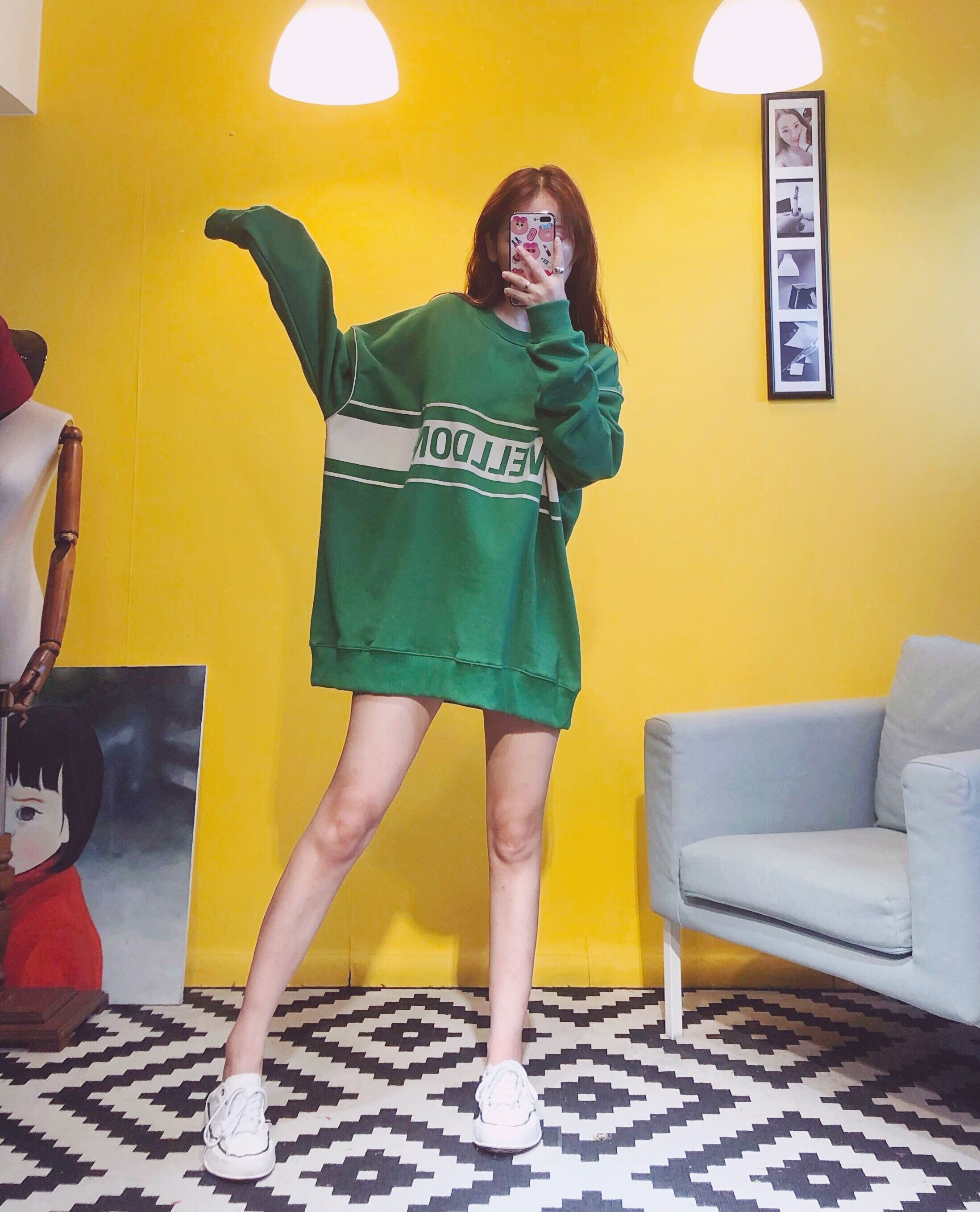 we11 goods king done new 11 letters loose casual stitching 3m reflective strip in the long version pullover casual top women