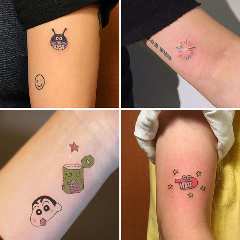 Yayfeng tattoo stickers waterproof men and women lasting girl with hipster smiley face stickers ins Wind Net red pattern