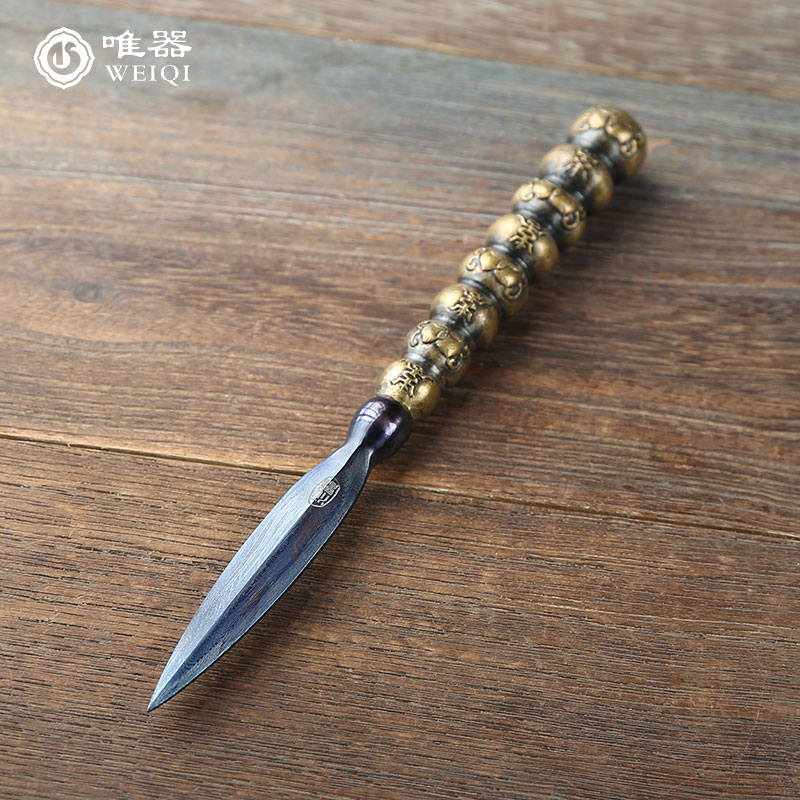 Longquan Pu'er tea needle tea cone tea opener Jianglong hand-forged pure copper handle 100 steel-making kung fu tea ceremony accessories