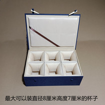 Hot Sale Blue Cotton Porcelain Double Cup Packaging Box Customized Purple Sand Tea Set One Pot Four Cups Six Cups Set Gift Box