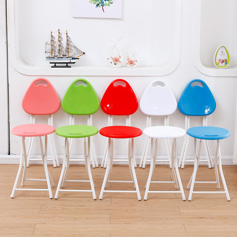 Plastic chair back chair thickened folding stool home simple bench round stool low stool small stool