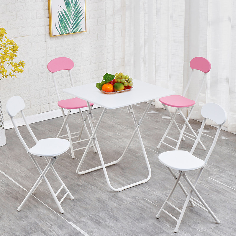 One table and four chairs combination simple small square table and chairs foldable dining table portable stall small apartment dining table