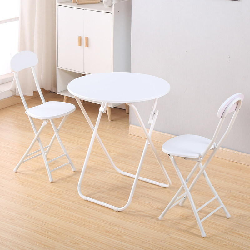 Simple folding round table dining table home small family eating small table outdoor stall table portable table and chairs