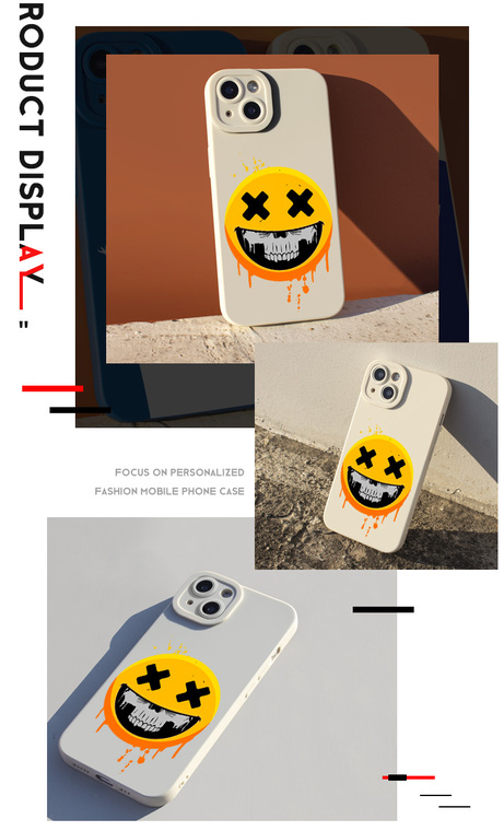 New Cross Eye Smiley Face Silicone TPU 15, 14, 13, 12 iPhone Case